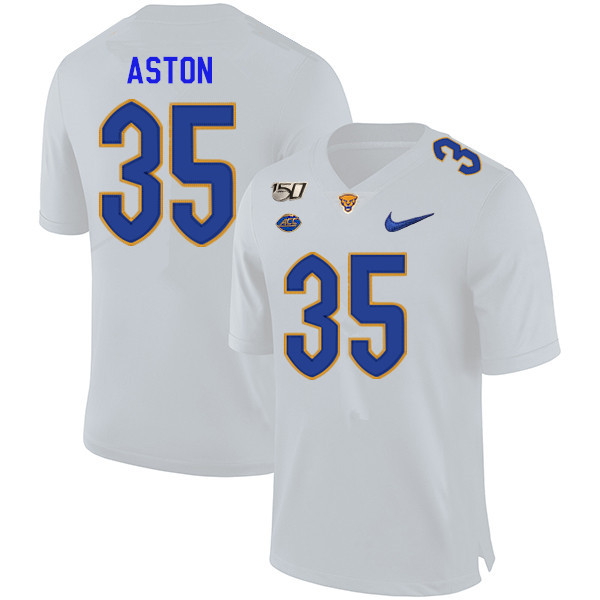 2019 Men #35 George Aston Pitt Panthers College Football Jerseys Sale-White